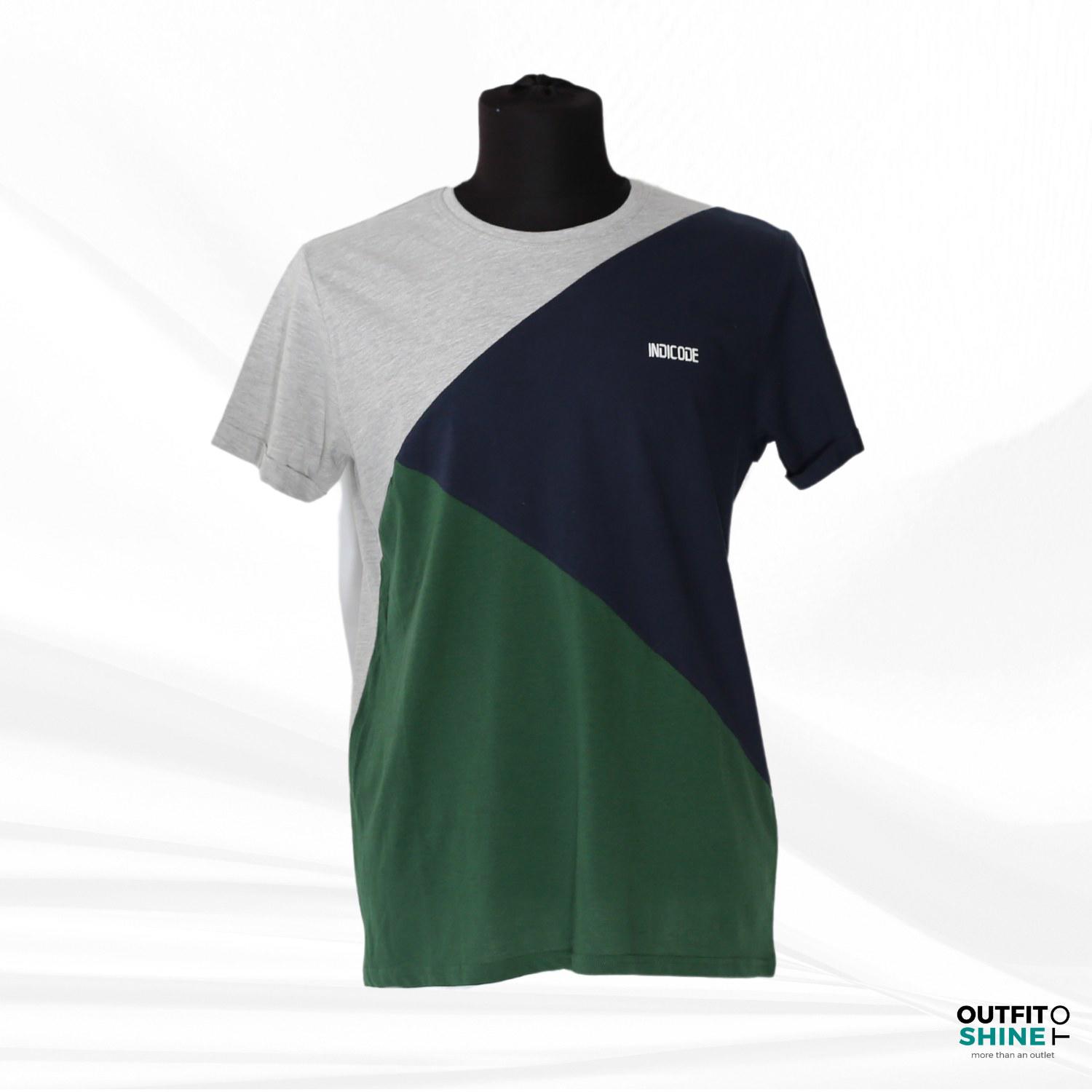 Tricou barbati gri/bleumarin/verde Indicode 